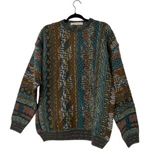 Vintage Equilibrio Mens Sweater Large L Multicolor Wool Cotton Pullover Coogi